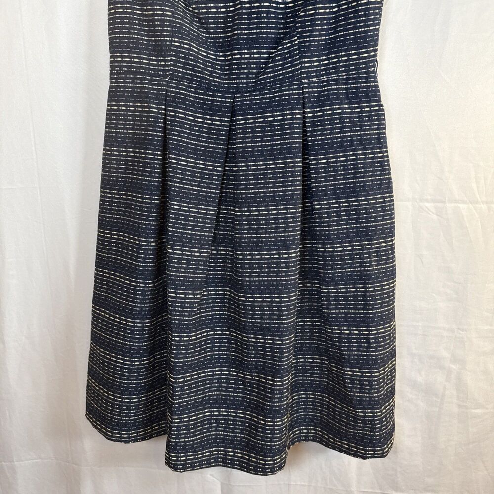 Liz Claiborne Cap Sleeve Navy Blue/Cream Striped Dress Size 4 Preowned - Picture 5 of 13